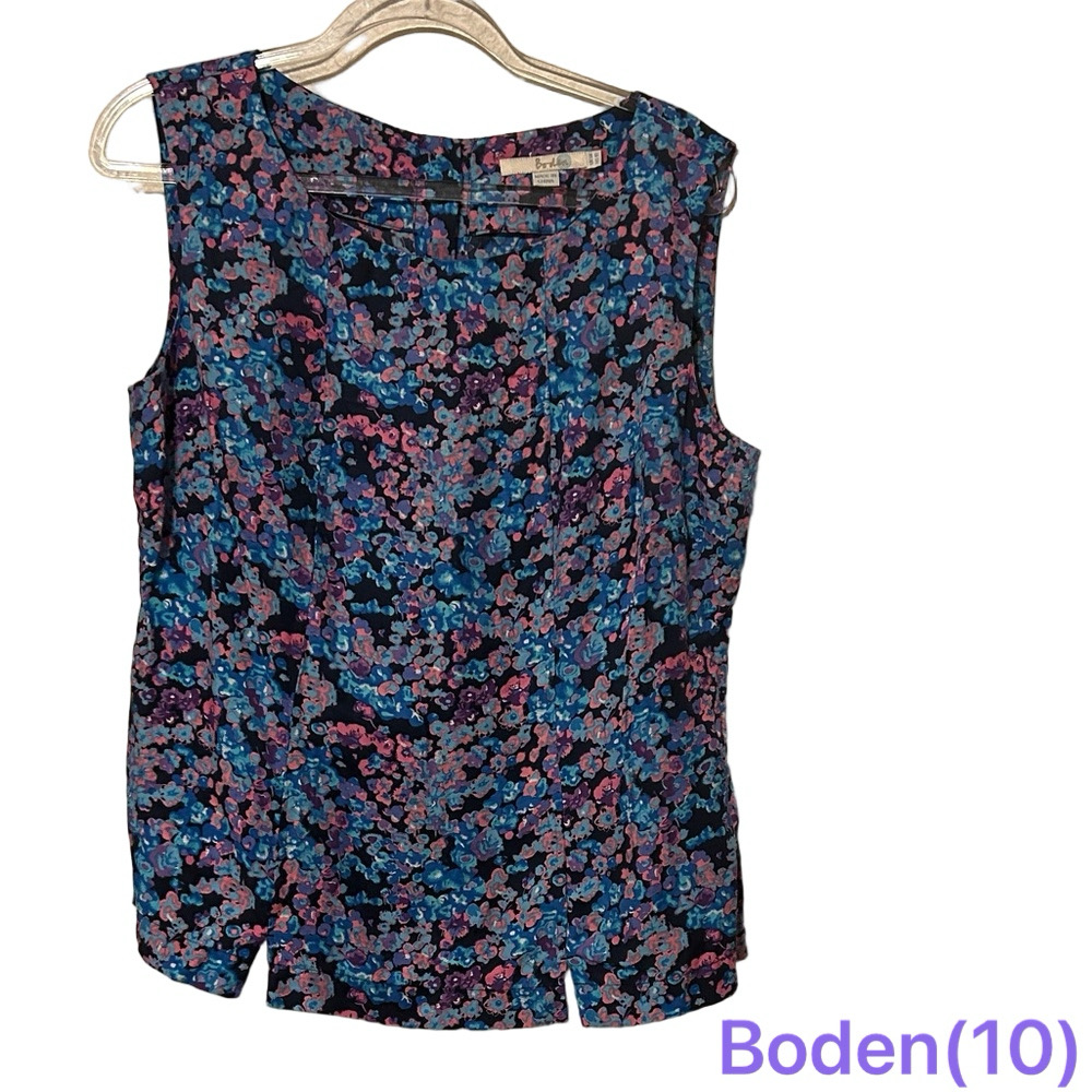 🍒Boden Floral Sleeveless Blouse - Blue and Pink size 10 GUC